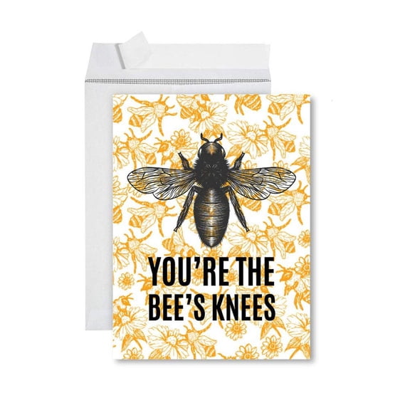 You're the Bee's Knees Card Cute Bee Design with Floral Background Blank Inside, Envelope Included Perfect for Friends, Loved Ones, or Just Because