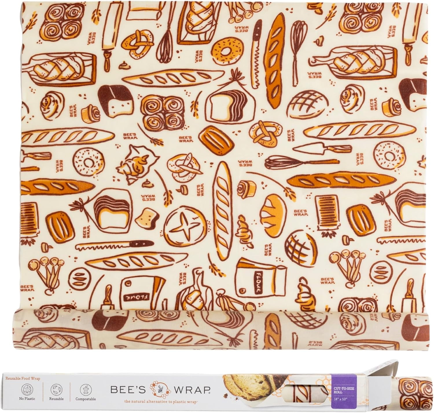 Bee's Wrap Beeswax Wraps for Food - Cut to Size 14x52" Beeswax Wrap ...