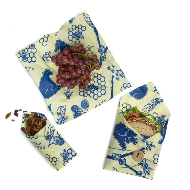 Bee's Wrap - Lunch Pack - with Certified Organic Cotton - Plastic and Silicone Free - Reusable Eco-Friendly Beeswax Food Wrap - Sandwich Wrap and 2 Medium Wraps