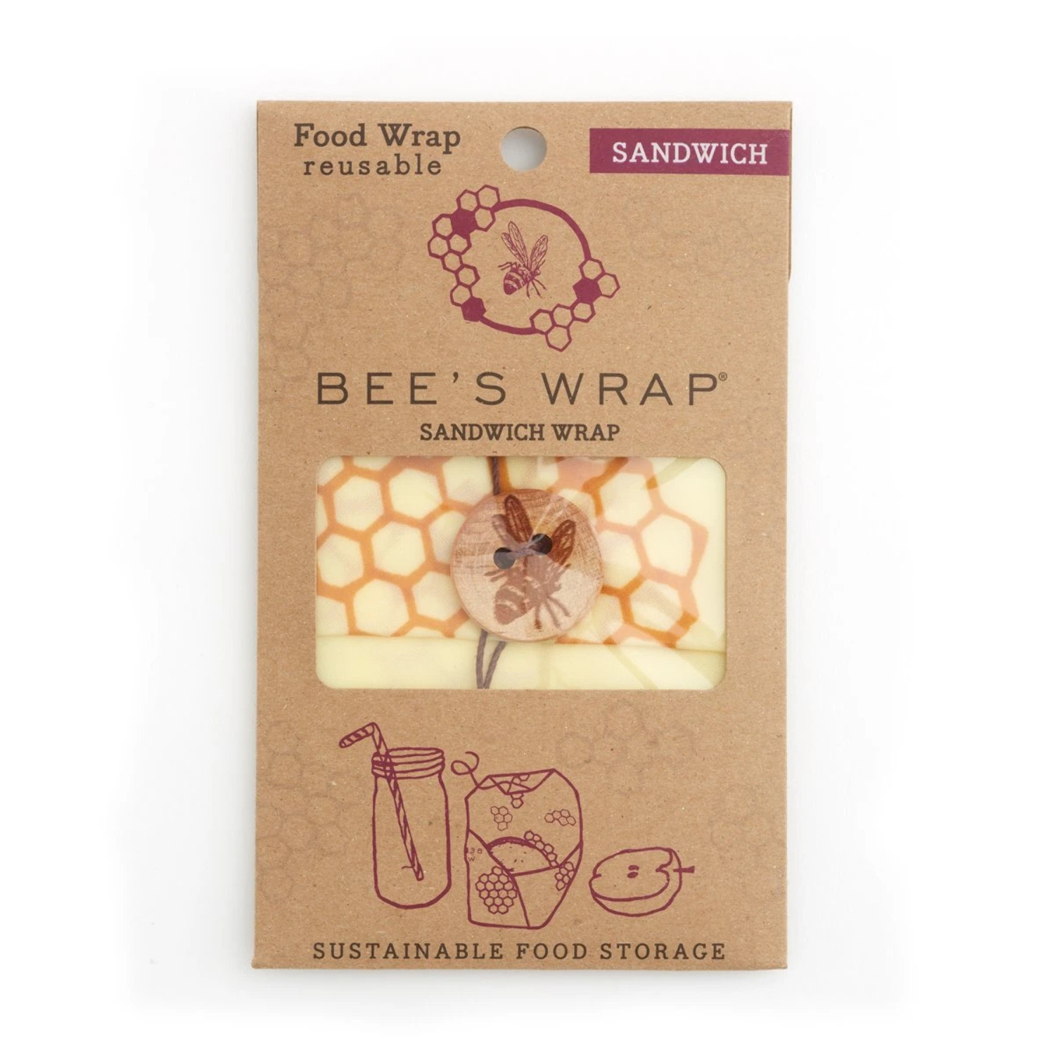Bee's Wrap Sandwich Beeswax Wrap, Honeycomb Print - Plastic-Free Food Storage - image 1 of 4