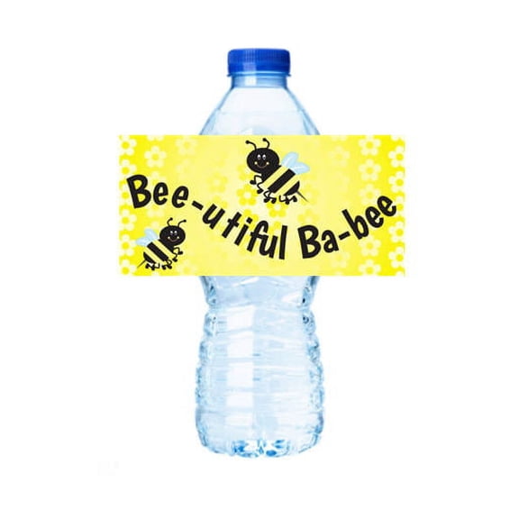 Bee-utiful Ba-bee Party Decoration 15ct Water Bottle Label Stickers