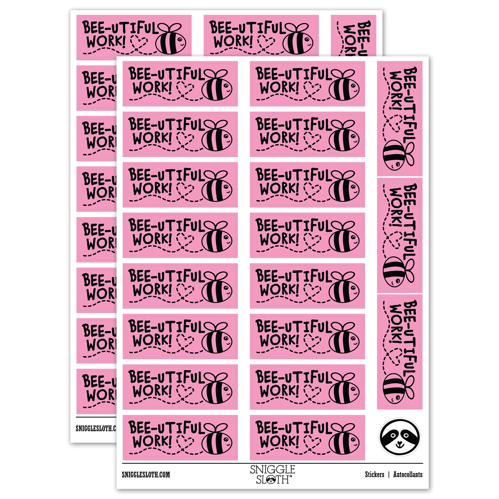 Bee-utiful Work Beautiful Bee Teacher Student School Sticker Set ...