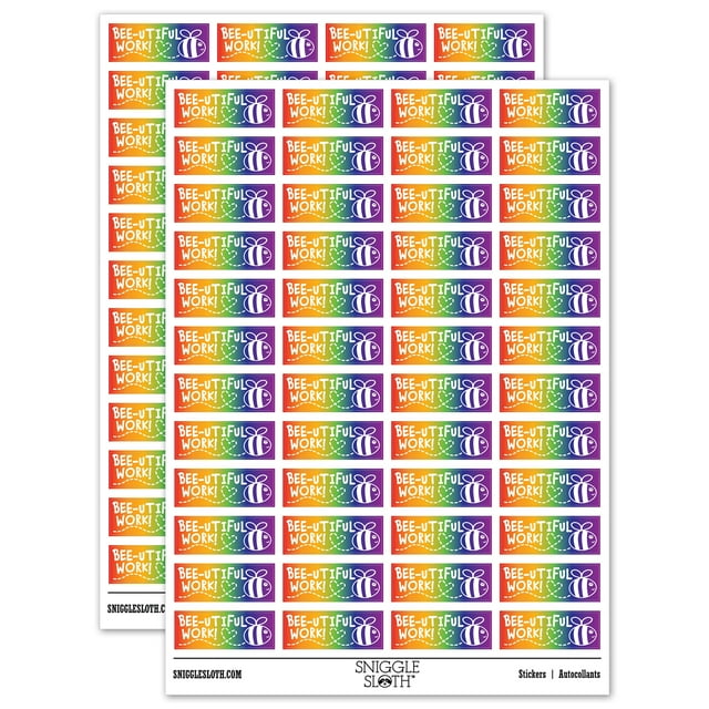 Bee-utiful Work Beautiful Bee Teacher Student School Sticker Set ...