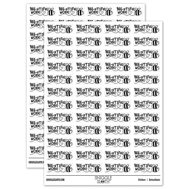 Bee-utiful Work Beautiful Bee Teacher Student School Sticker Set ...