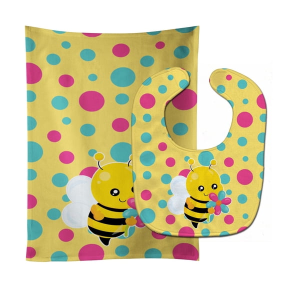 Bee with Flower Baby Bib and Burp Cloth