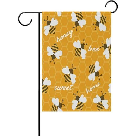 Bee with Honey Garden Flag Small Yard Flag Double Sided Polyester Fiber Welcome House Flag Banner for Outdoor Patio Lawn Garden Home Decor