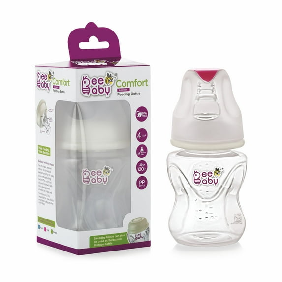 BeeBaby Comfort Standard neck Feeding Bottle 120ML / 4Oz. -Blue