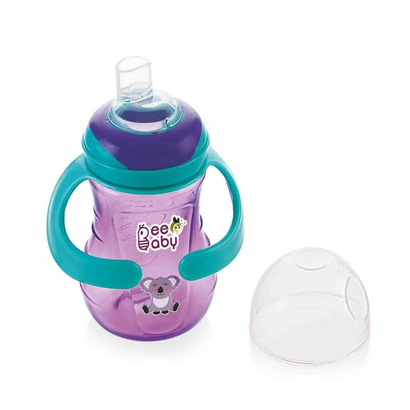 BeeBaby Soft Silicone Spout Sippy Cup with handle 240ML / 8Oz. -Purple