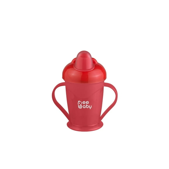 BeeBaby twin handle hard spout sipper single colour 180 ML / 6Oz.-Red