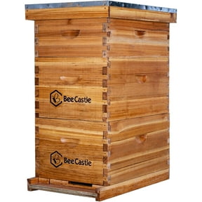 BeeCastle 8 Frame Langstroth Bee Hive Coated with Beeswax Includes Beehive Frames and Waxed Foundations (2 Deep Boxes & 1 Medium Box)