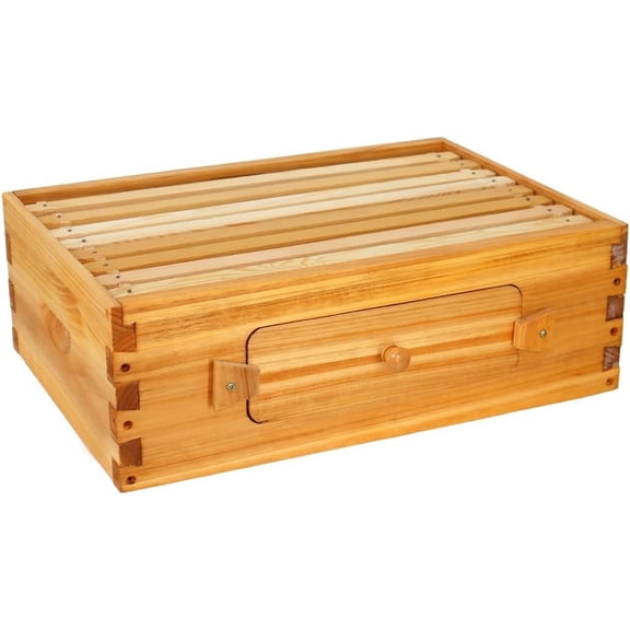 BeeCastle 8 Frame Medium Bee Hive Box, Langstroth Beehive Box Beeswaxed Coated Complete Medium Honey Bee Hive Bee Box with Beehive Frames and Beeswaxed Foundations (Unassembled)