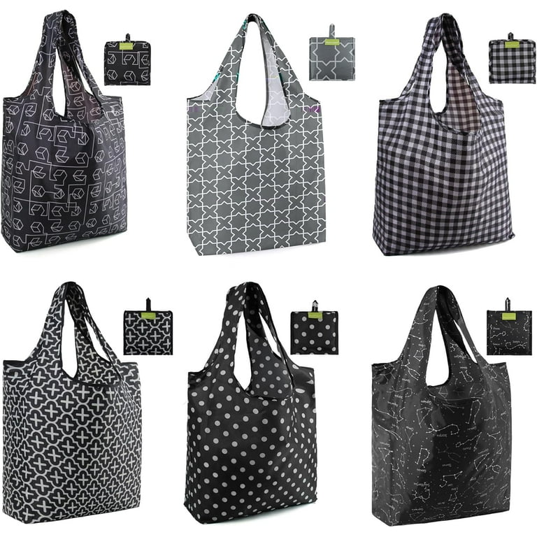 BeeGreen Gifts Bags Reusable Grocery Bags Foldable Shopping 6 Pack Cute Holiday Bags with Handles Large Cloth Gift Bags Groceries Tote bag Bulk Nylon Bags Heavy Duty Walmart