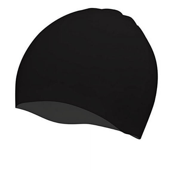 BeeMoo Women s Latex Swim Cap - Rubber Swim Cap - Soft Comfortable Stretch Stylish Low Cut Design Protects Hair from Sun Salt or Chlorine Perfect for Water Activities Optional Chin Strap Available Black Silicone