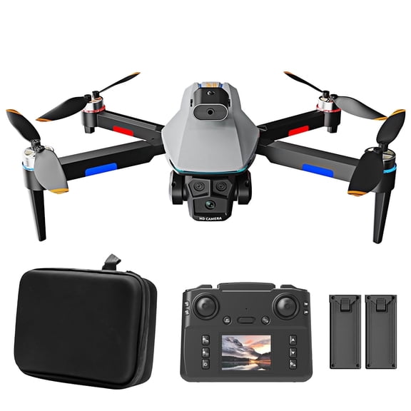 BeePrincess 1080P HD Drone with Screen Controller, Brushless Motor, Obstacle Avoidance, Gesture Control, Optical Flow, One-Key Return, 2 Batteries Ideal for Beginners, Adults & Kids (Gray)