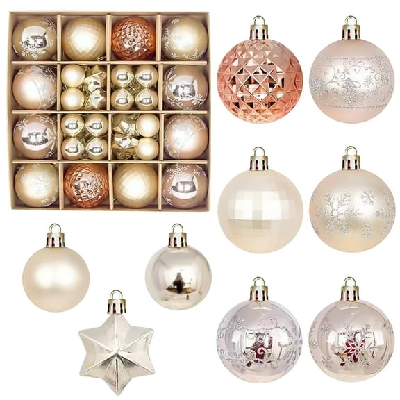 BeePrincess 44 Piece Christmas Ornament Set, Christmas Ball, Champagne Gold, Christmas Tree Decorations
