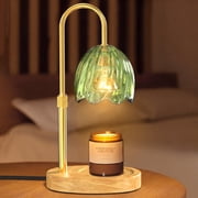 BEEPRINCESS Candle Warmer Lamp, 2/4/8H Timer, Dimmable, Adjustable Height, Green Glass Shade, 2 Bulbs