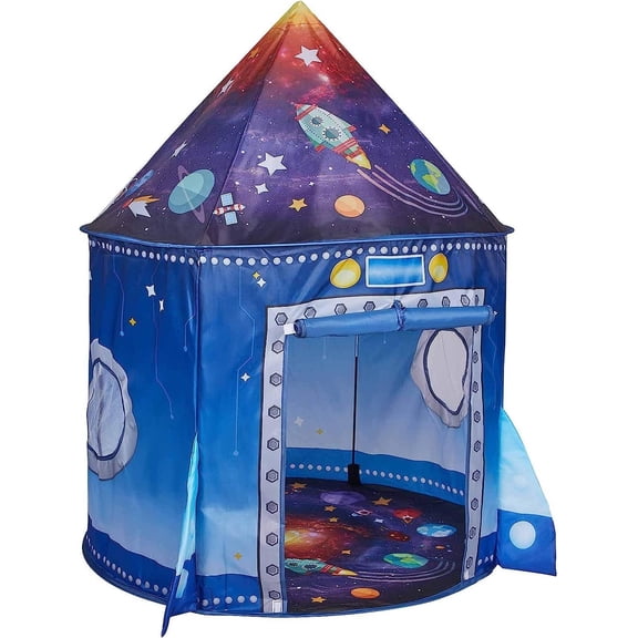 BeePrinces Rocket Ship Kids Play Tent, Astronaut Spaceship Space Themed Pop up Play Tent, Pretend Playhouse Indoor Outdoor Game Party Children, Birthday Gift Playhouse Toy for Boys Girls Toddler Baby
