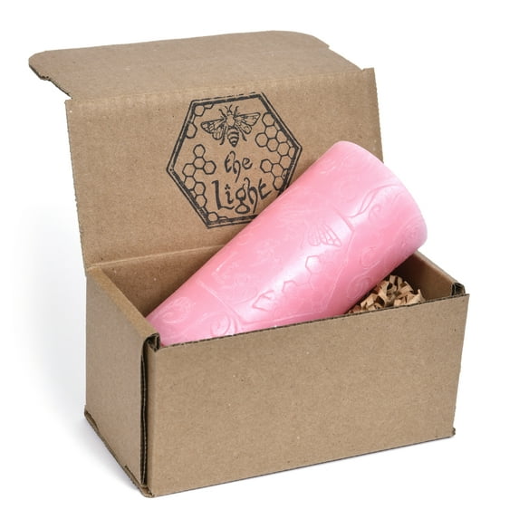 Beeswax Pillar Candle - 100% Pure Bees Wax - Choose Your Size and Color - Up To 72 Hour Burn Time - 2.7" W x 5.5" H - Unscented - Natural Light Honey Scent (Pink Sunset, Large)