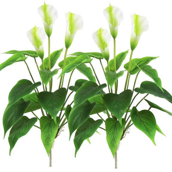Beebel Artificial Flower 17 inches Calla Lily Silk Plant Fake Bonsai Flowers Greenery Plants for Indoor Outdoor Home Office Bedroom Table Centerpieces Party Decoration 2 Pack (White, 2) Y101