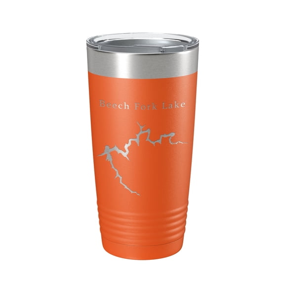 Beech Fork Lake Map Tumbler Travel Mug Insulated Laser Engraved Coffee Cup West Virginia 20 oz Orange