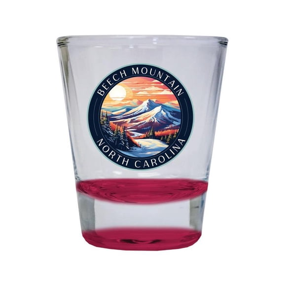 Beech Mountain North Carolina Design B Souvenir 2 oz Round Shot Glass Red