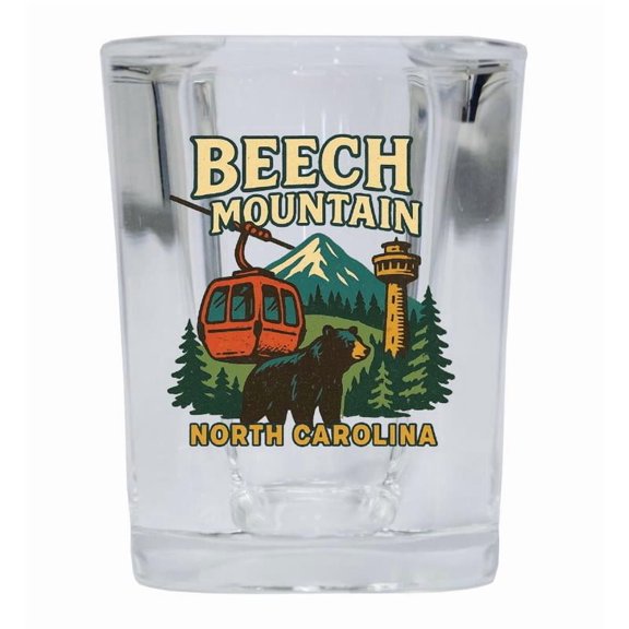 Beech Mountain North Carolina Vintage Design Souvenir 2 oz Square Shot Glass – Clear