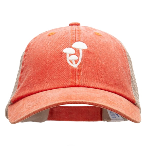 Beech Mushrooms Embroidered Washed Trucker Cap - Orange Tan OSFM