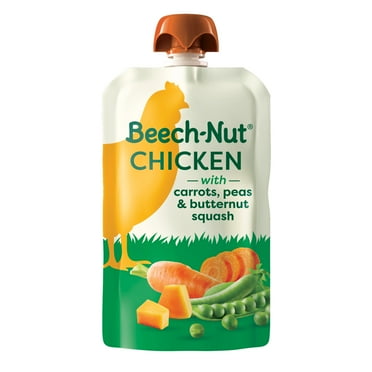 Beech-Nut Chicken Stage 2 Baby Food, Chicken Carrots Peas & Butternut Squash, Puree Meat Baby Food Pouch, 3.5 oz Pouch