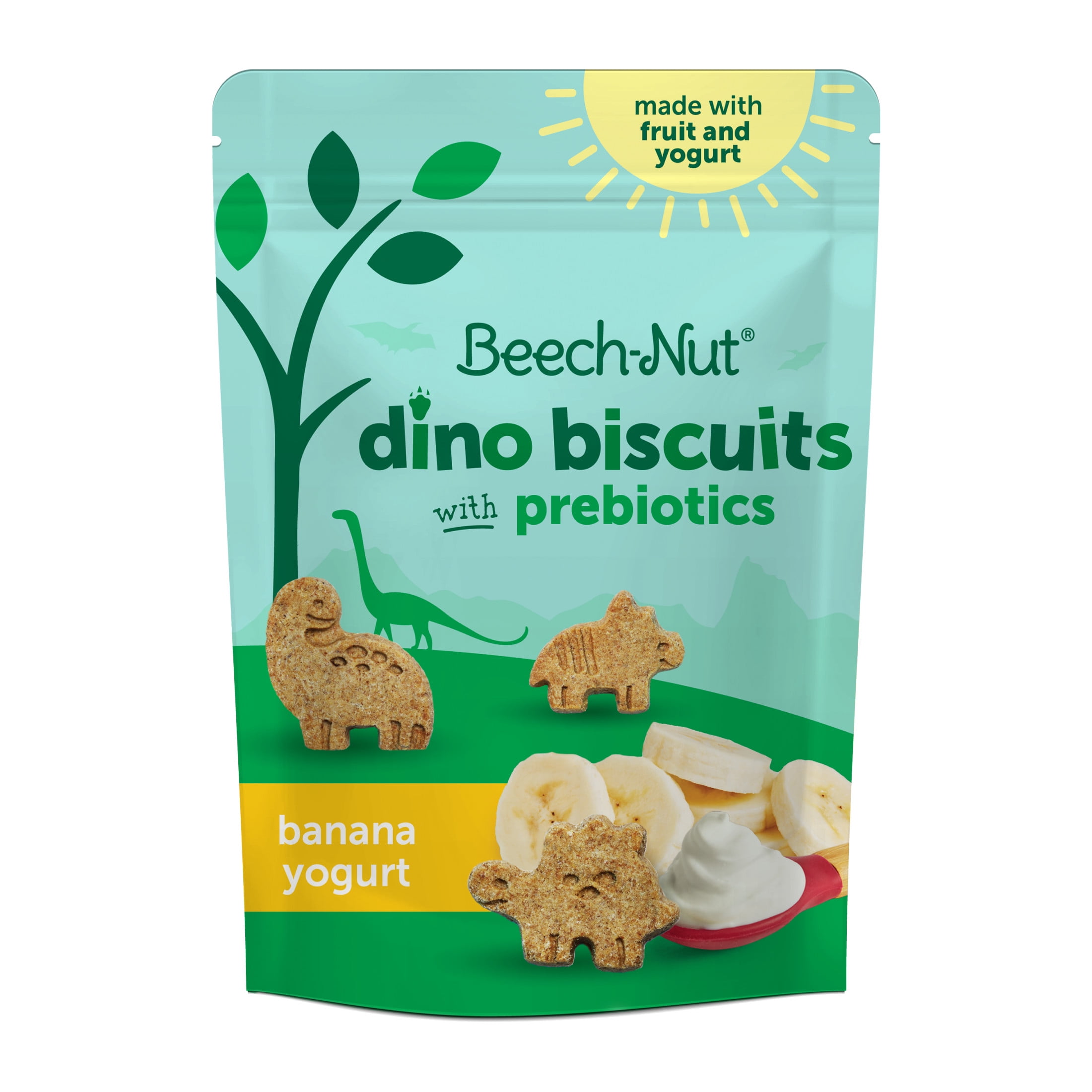 Beech-Nut Dino Biscuits with Prebiotics Banana Yogurt Baked Toddler Snack, 5 oz Bag