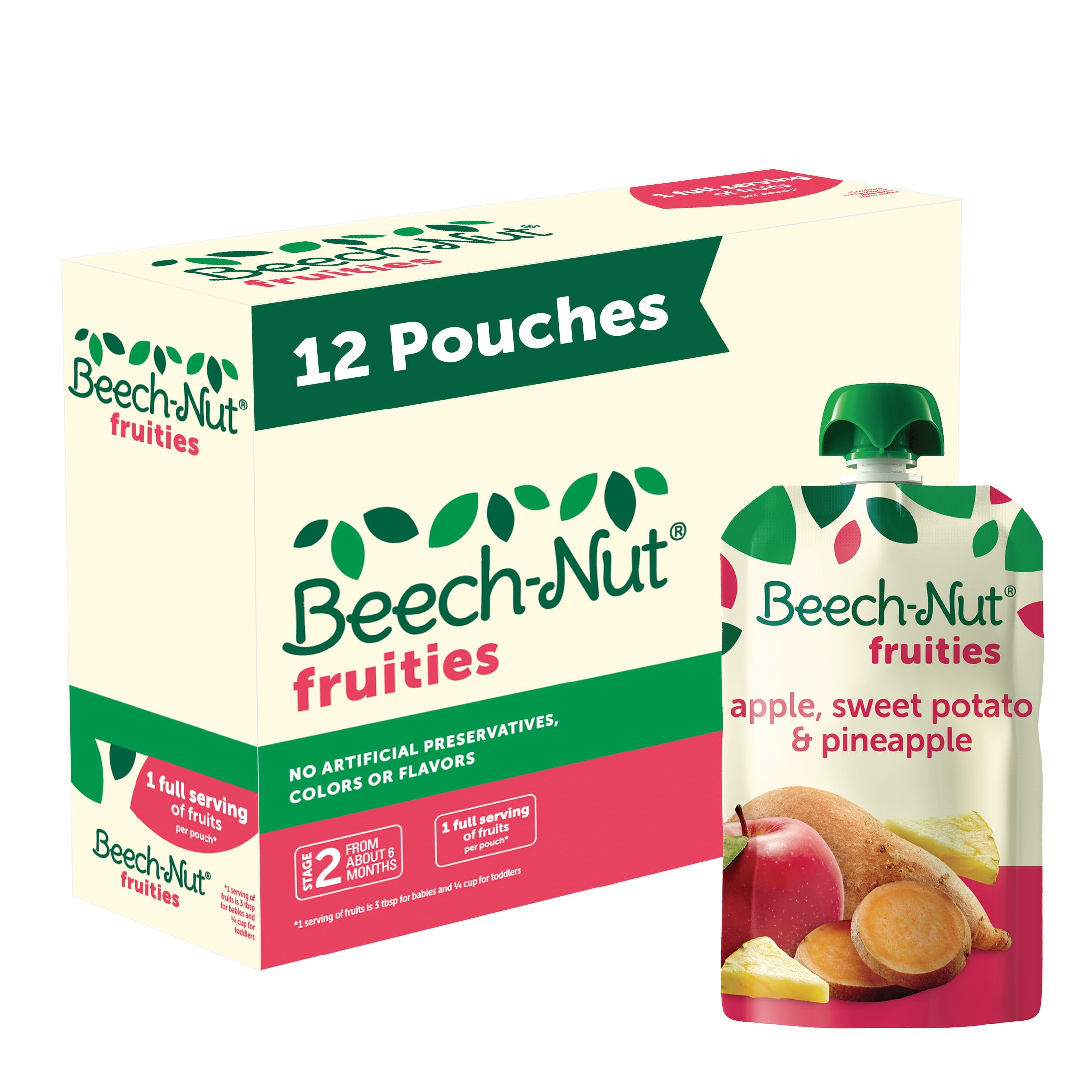 BEECH-NUT NUTRITION Beech-Nut Fruities Stage 2 Baby Food, Apple Sweet Potato & Pineapple, 3.5 oz (12 Pack)