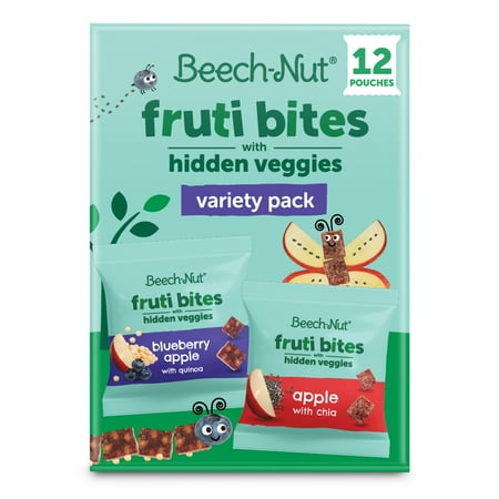 Beech-Nut Fruti Bites Toddler Snack with Hidden Veggies, Fruit Snack Variety Pack, 12 Pack