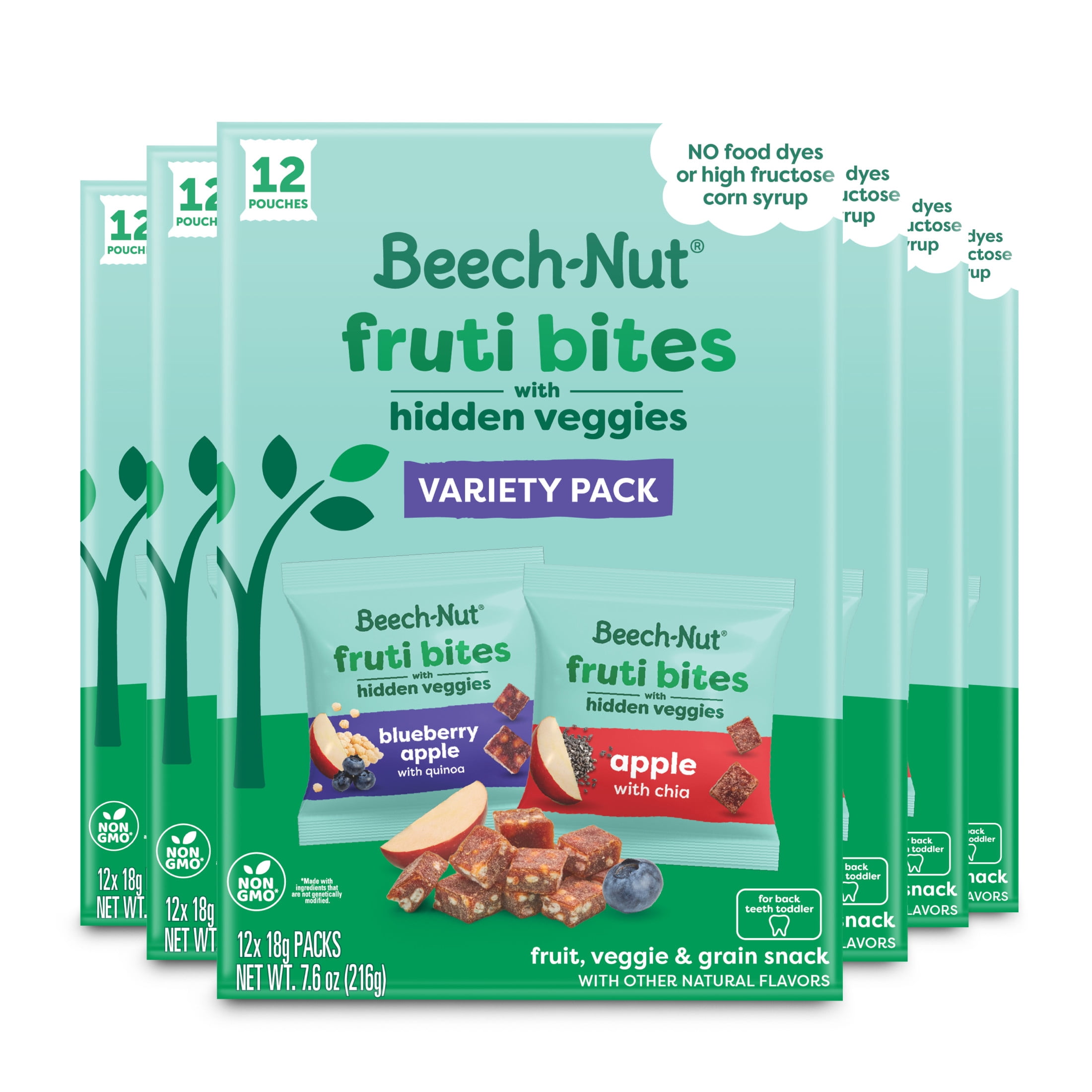 Beech-Nut Fruti Bites Toddler Snack with Hidden Veggies, Fruit Snack Variety Pack, 72 Pack
