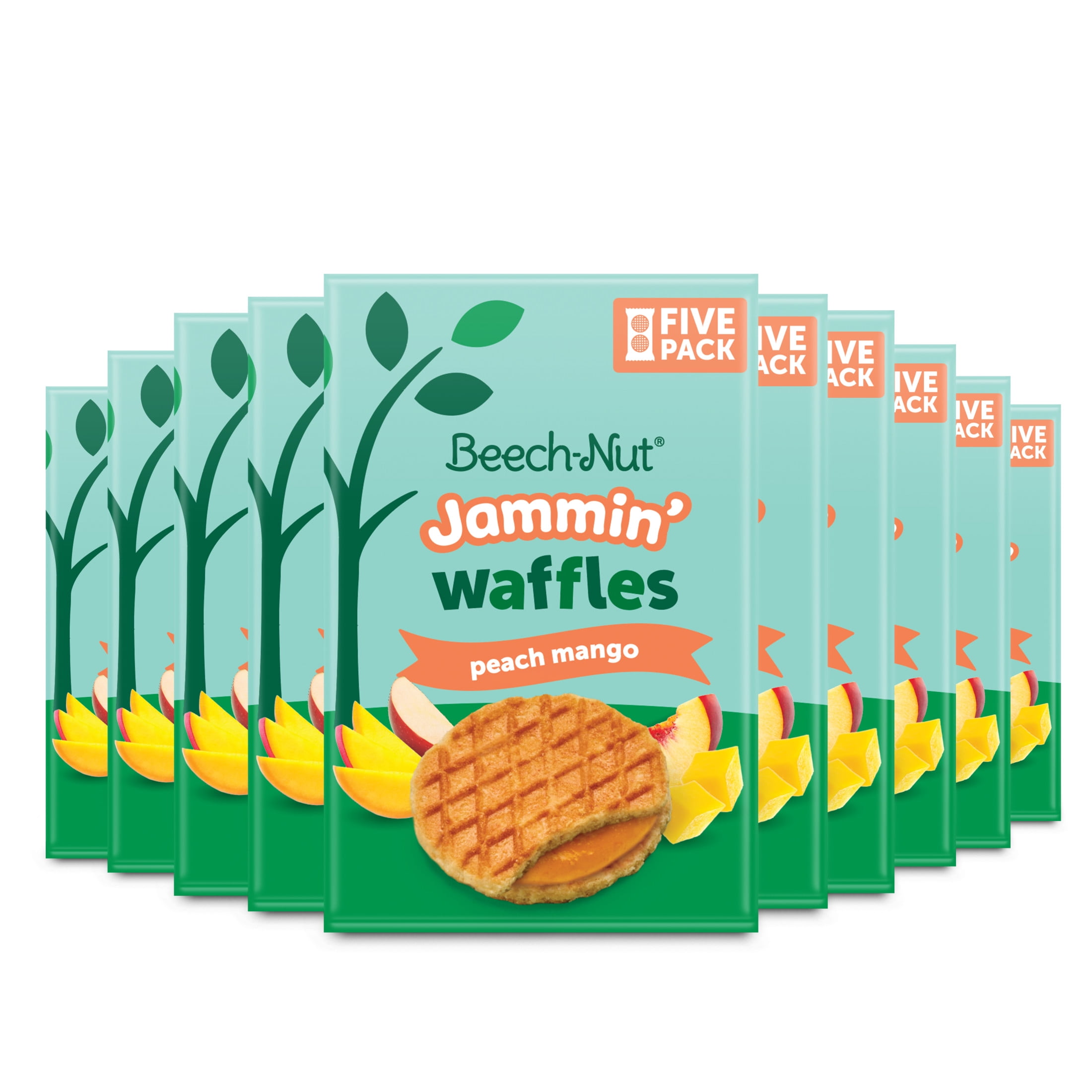 Beech-Nut Jammin' Waffles with Peach Mango Fruit Filling Toddler Snack, 50 count