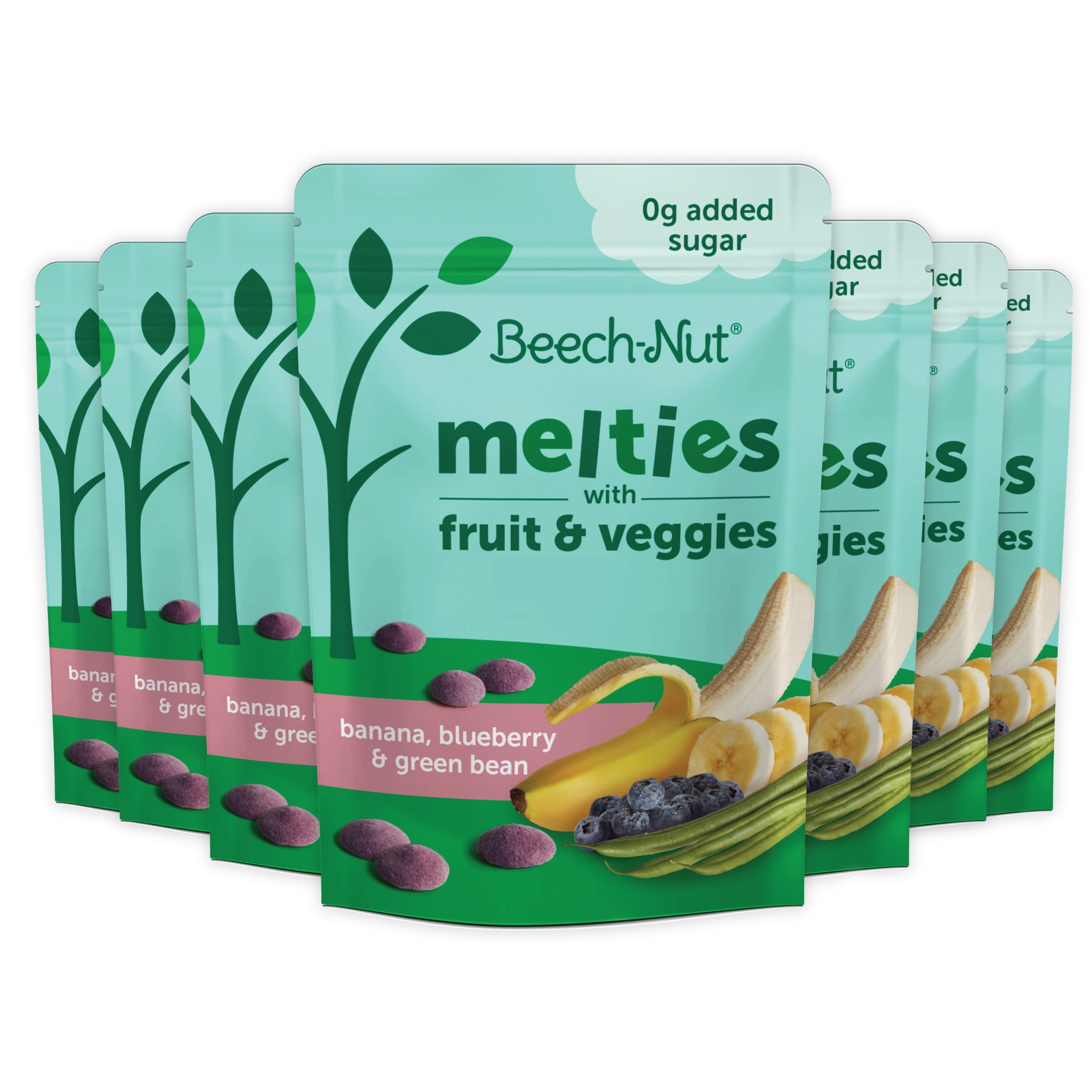 Beech-Nut Melties Banana Blueberry \u0026 Green Bean Melts Baby Toddler Snack, 1oz Bag (7 Pack)