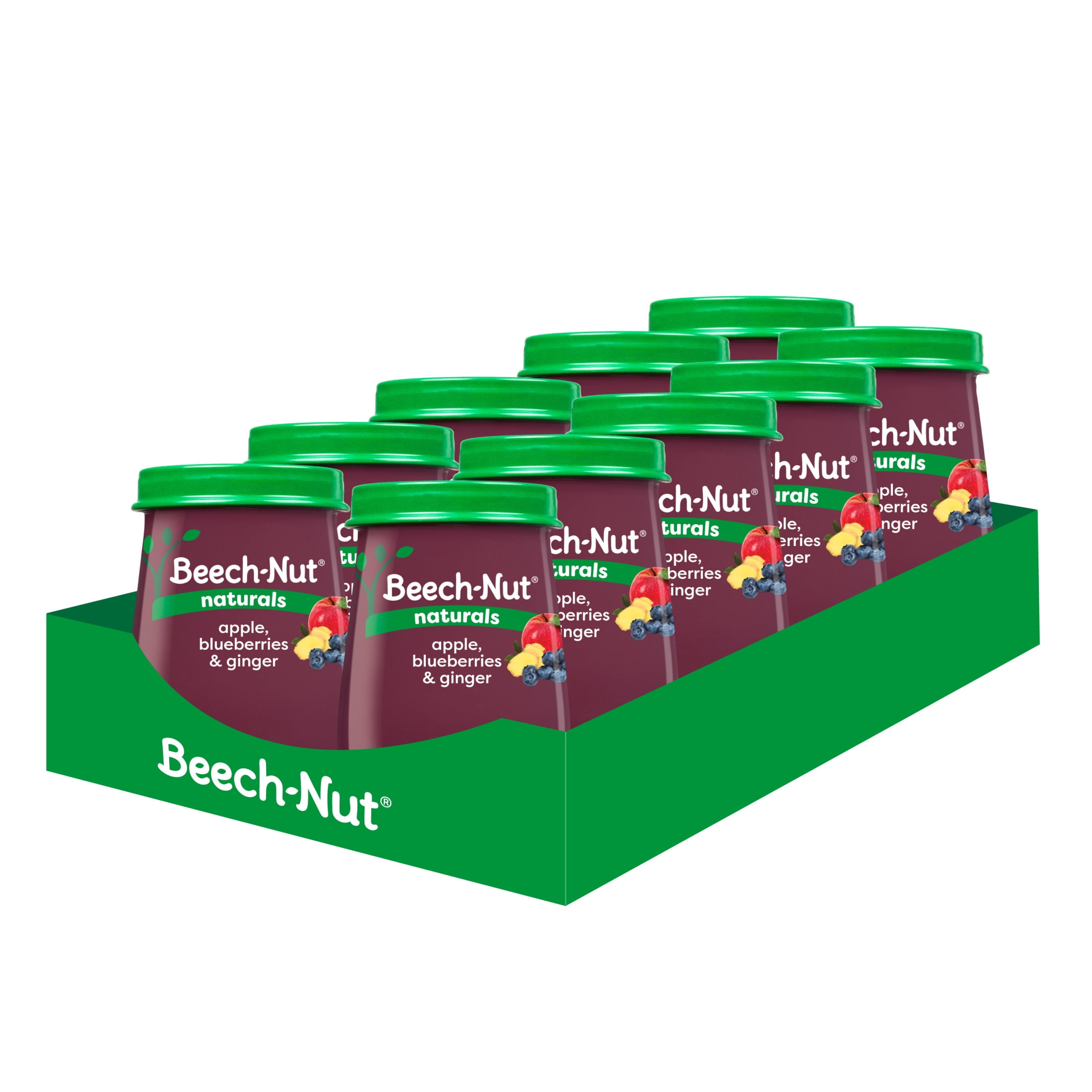 Beech-Nut Naturals Immune Support Stage 4 Baby Food, Apple Blueberry & Ginger, 4 oz Jar (10 Pack)