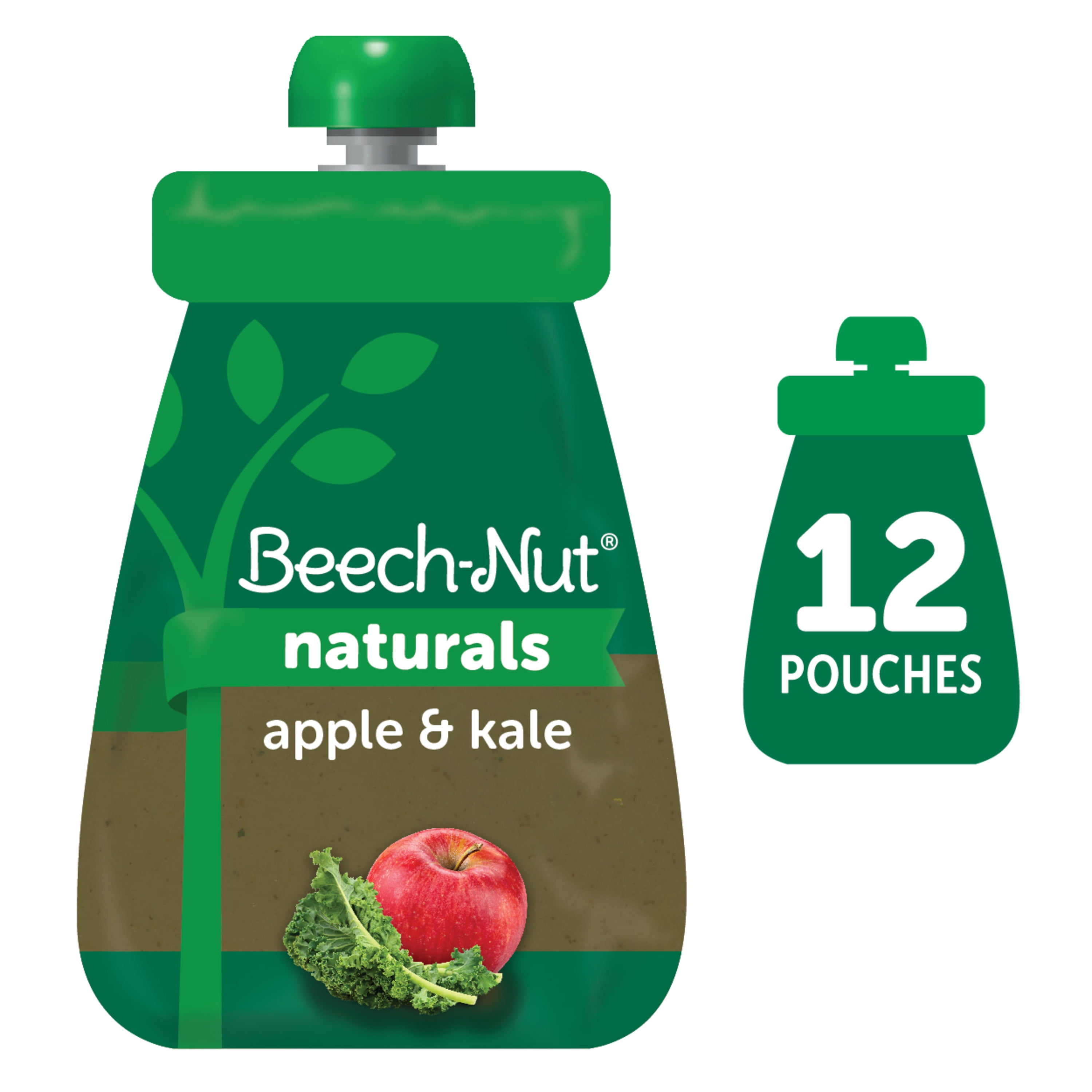 Beech-Nut Naturals Stage 2, Apple & Kale Baby Food, 3.5 oz Pouch, 12 Pack