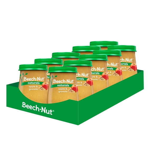 Beech-Nut Naturals Stage 2 Baby Food, Apple & Granola, 4 oz Jar (10 Pack)