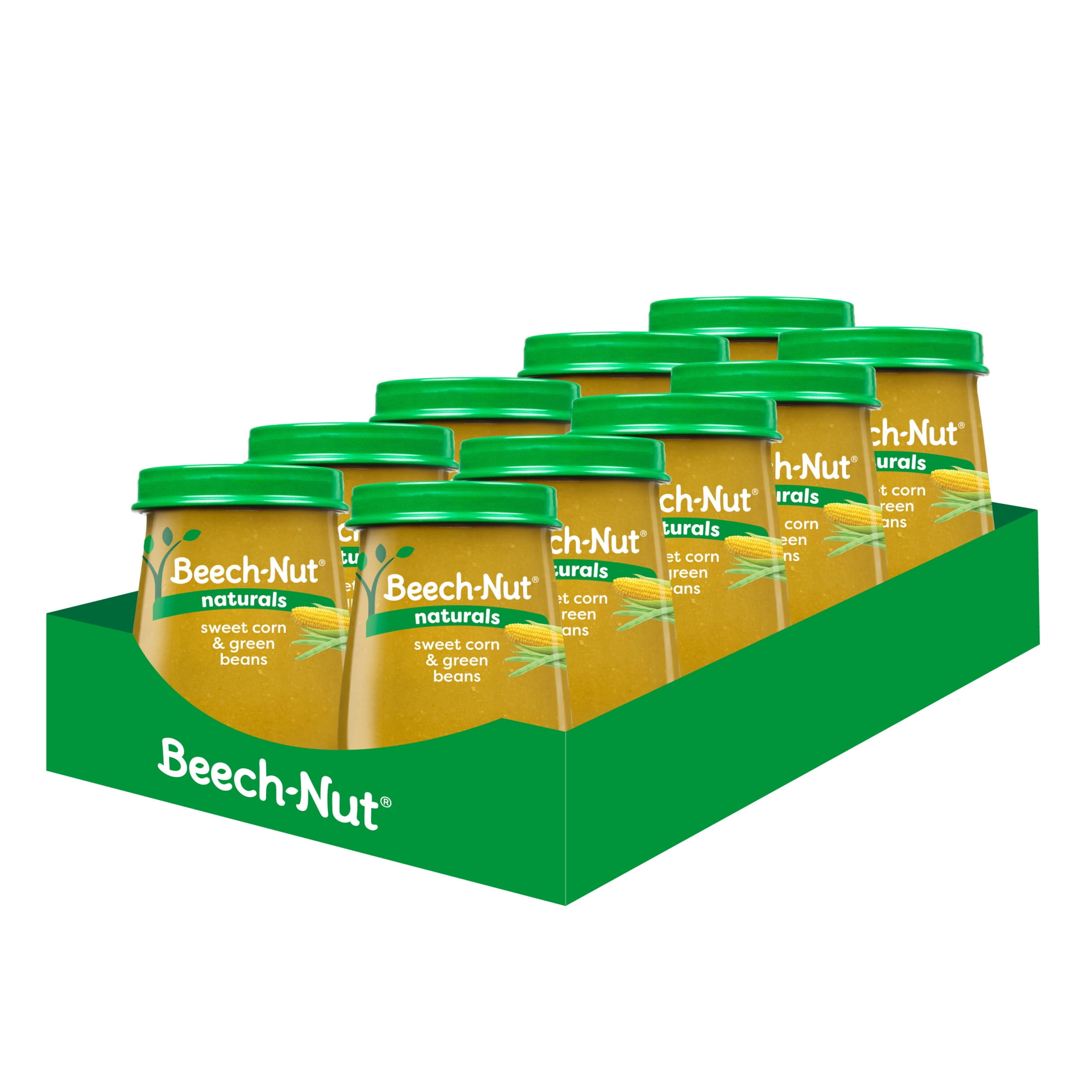 Beech-Nut Naturals Stage 2 Baby Food, Sweet Corn & Green Beans, 4 oz Jar (10 Pack)