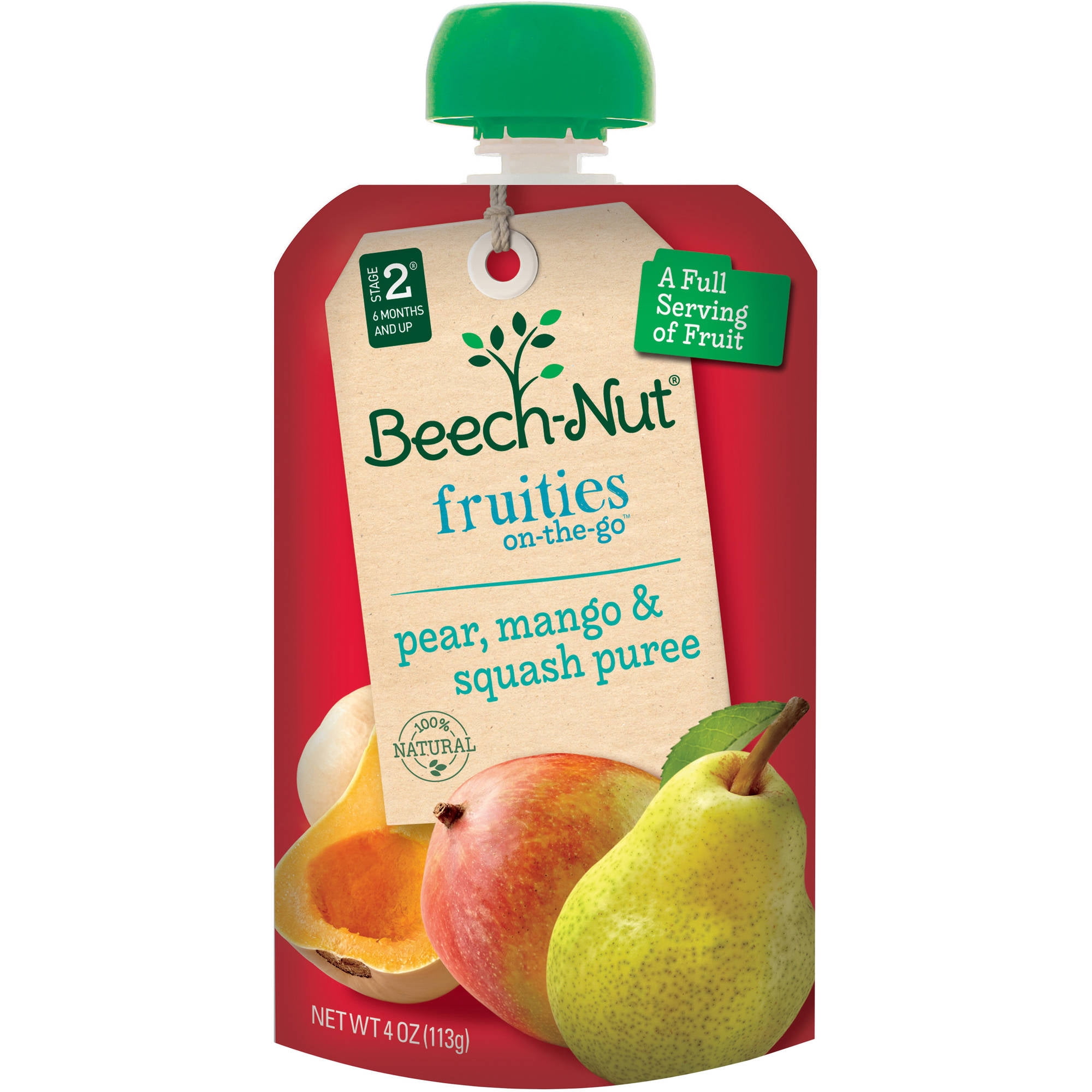 Beech Nut On-The-Go Pear Mango & Squash Puree Fruities, 4 oz