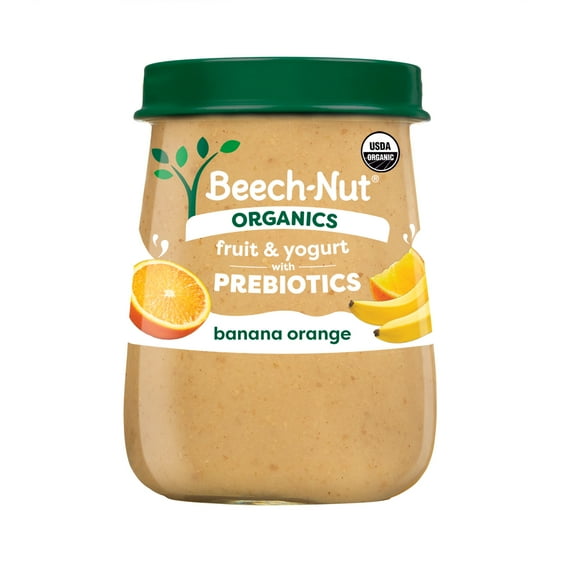 Beech-Nut Organics Fruit & Yogurt Baby Food + Prebiotics, Banana Orange, Stage 2, 4oz Jar