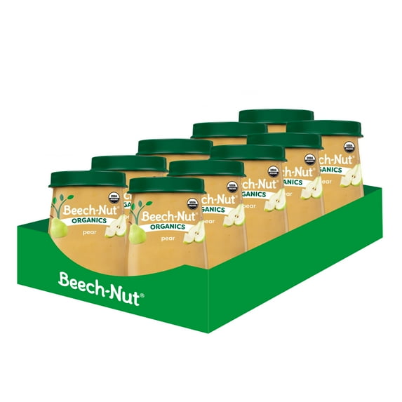 Beech-Nut Organics Stage 1 Organic Baby Food, Pear, 4 oz Jar (10 Pack)