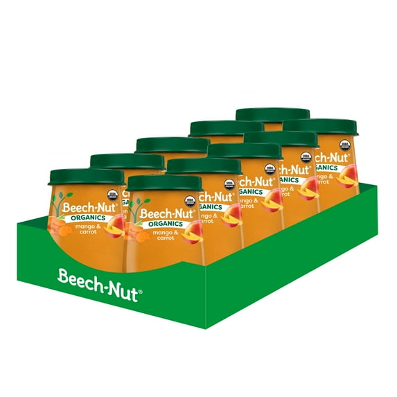 Beech-Nut Organics Stage 2 Organic Baby Food, Mango & Carrot, 4oz Jar (10 Pack)