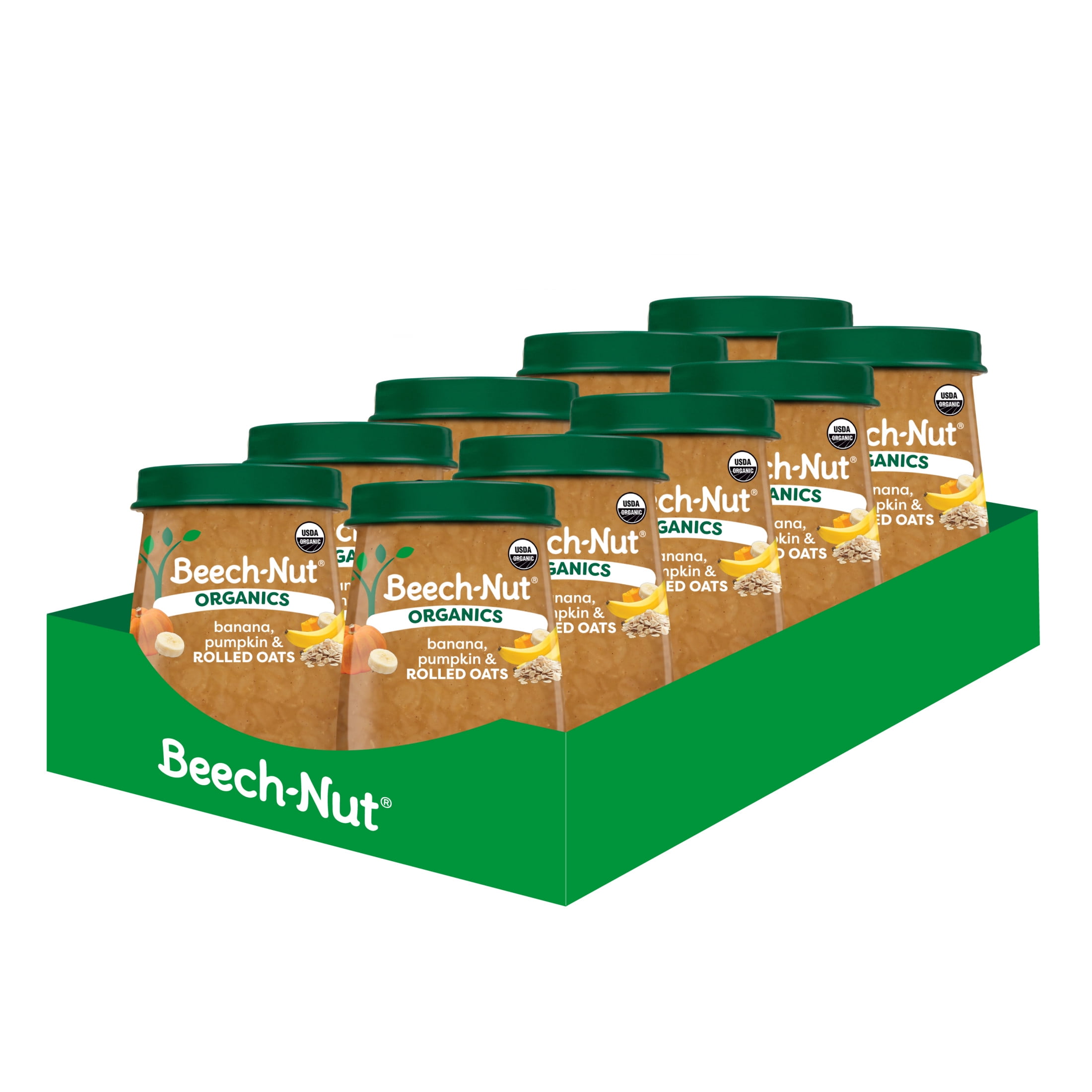 Beech-Nut Organics Stage 3 Organic Baby Food, Banana Pumpkin & Oats, 4 oz Jar (10 Pack)