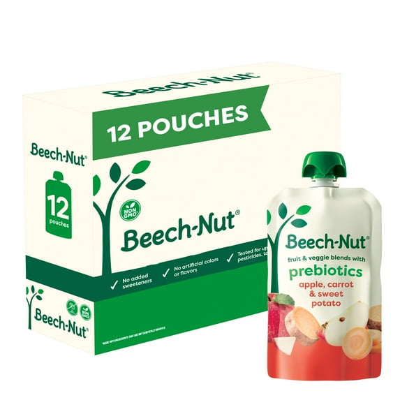 Beech-Nut Prebiotic Fiber Stage 4 Toddler Food, Carrot Apple Sweet Potato, 3.5oz (12 Pack)