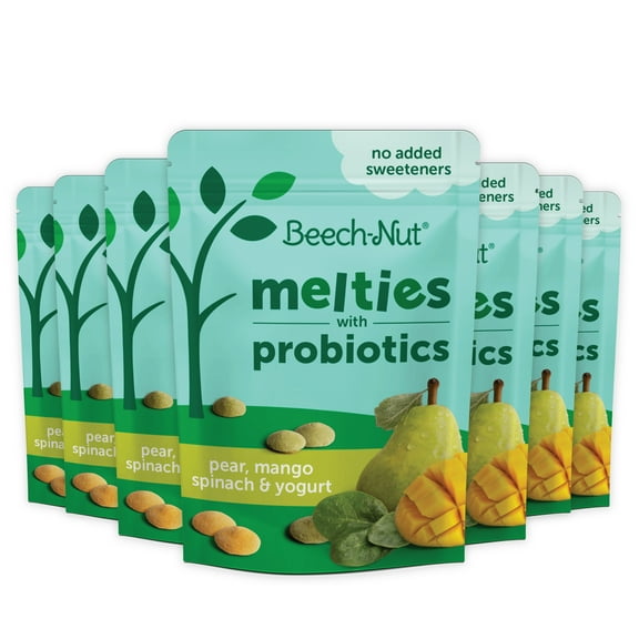 Beech-Nut Probiotic Melties Pear Mango Spinach Yogurt Melts Toddler Snack, 1oz (7 Pack)