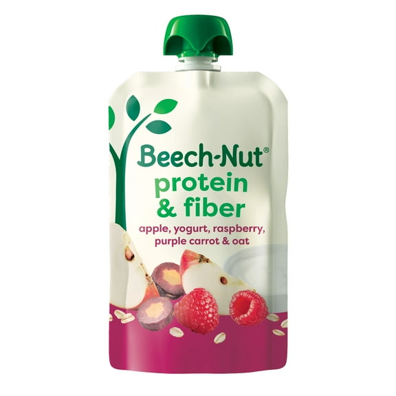 Beech-Nut Protein & Fiber Stage 4 Toddler Food, Apple Yogurt Raspberry Carrot Oats, 3.5oz