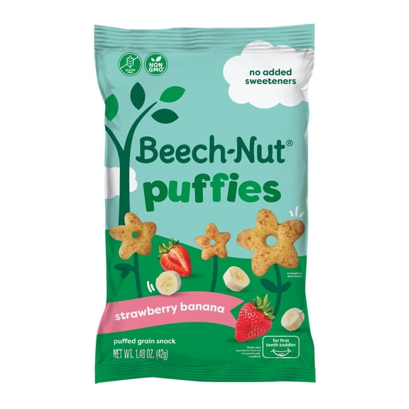 Beech-Nut Puffies Strawberry Banana Whole Grain Toddler Snack Puffs, 1.48 oz Bag