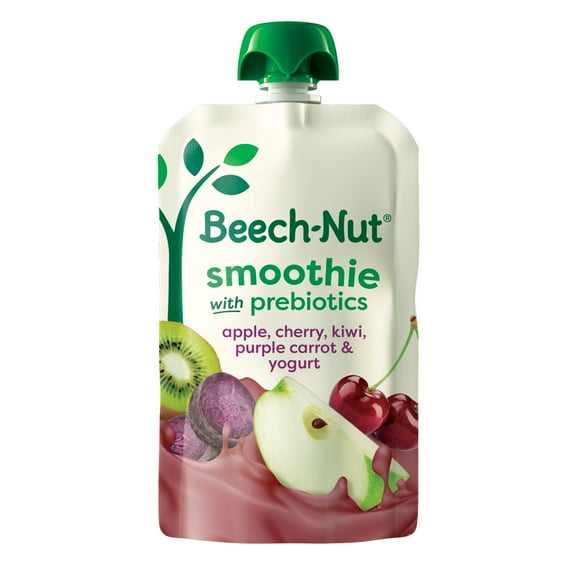 Beech-Nut Smoothie + Prebiotics for Toddlers, Apple Cherry Prpl Carrot Yogurt, 3.5oz Pouch