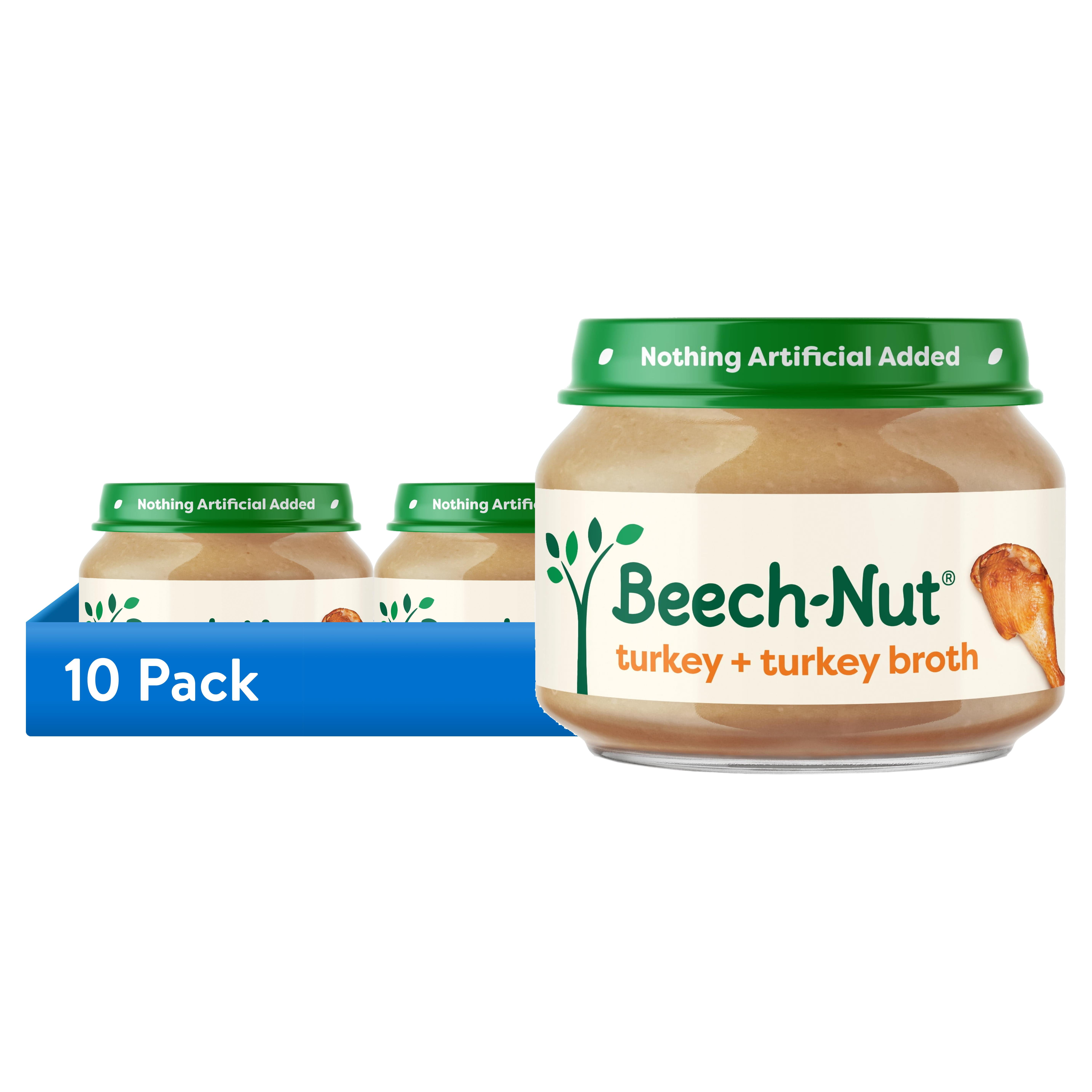(10 pack) Beech-Nut Stage 1 Turkey & Turkey Broth Baby Food, 2.5 Oz Jar