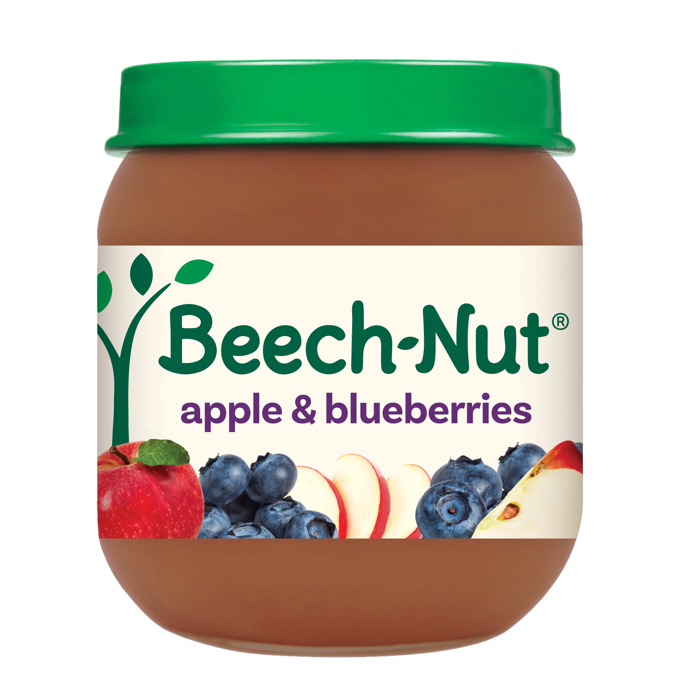 Beech-Nut Stage 2 Baby Food, Apple & Blueberries, 4 oz Jar (10 Pack)